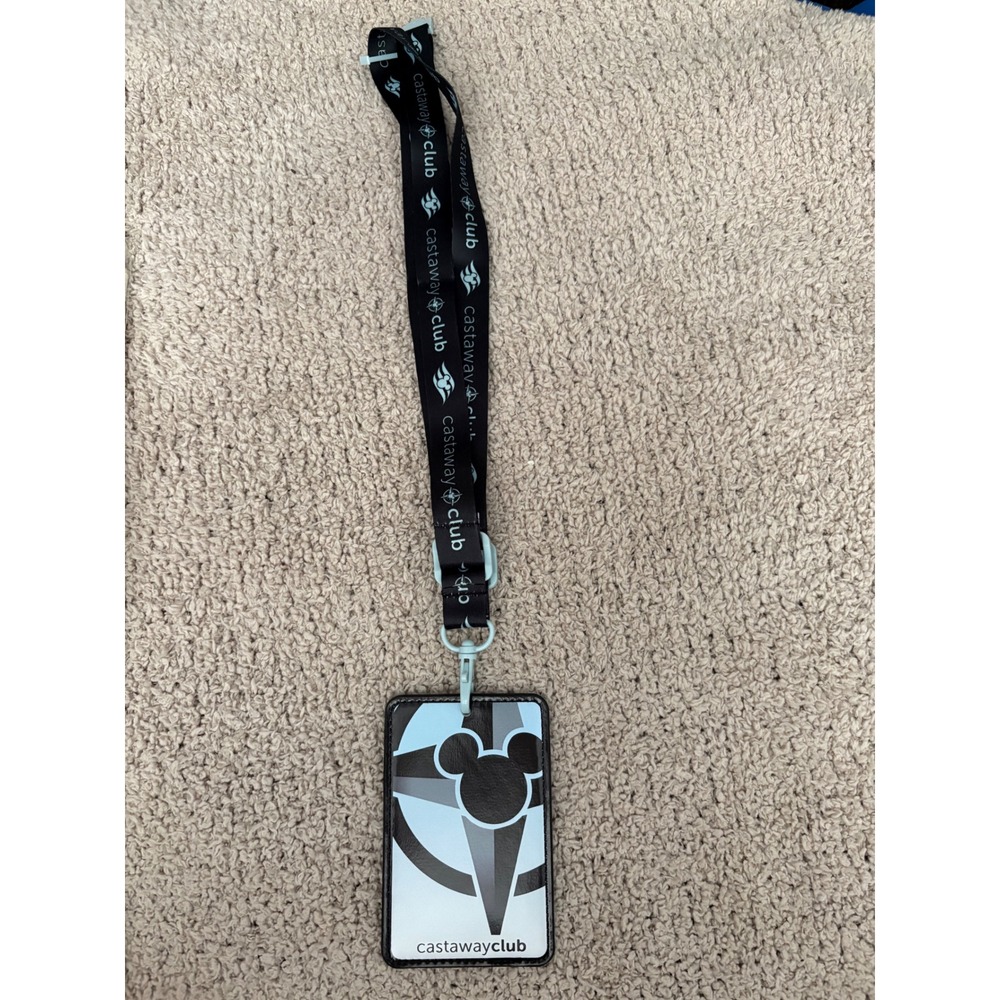 Disney Cruise Line Castaway Club Lanyard ID Badge Holder Mickey Mouse Black